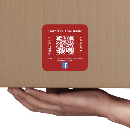 Bedrijfsnaam rood qr code Facebook Vierkante Sticker