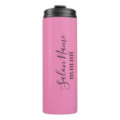 Bedrijfsnaam Roze & Zwart Elegant Script & Telefoo Thermosbeker (Voorkant)