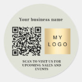 Bedrijfsnaam sage green logo qr code ronde sticker (Voorkant)