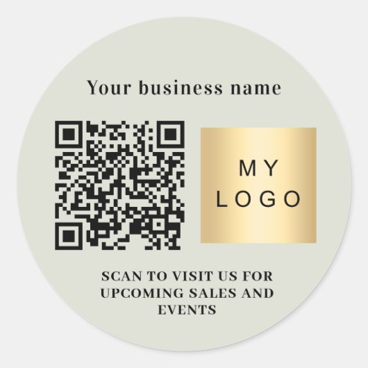 Bedrijfsnaam sage green logo qr code ronde sticker (Voorkant)