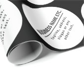 Bedrijfsnaam & Slogan/andere tekst | Zwart & Wit Cadeaupapier (Rol Hoek)