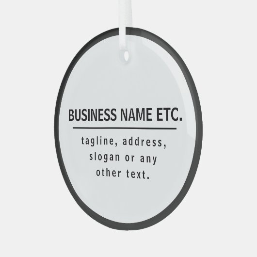 Bedrijfsnaam & Slogan/andere tekst | Zwart-wit Glas Ornament (Voorkant links)