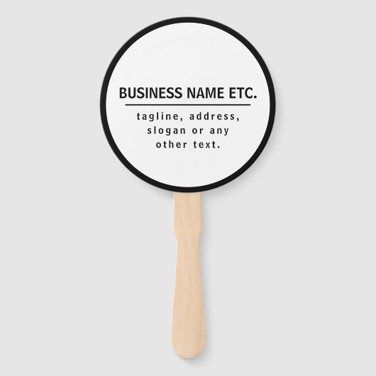 Bedrijfsnaam & Slogan/andere tekst | Zwart-wit Handwaaier (Achterkant)