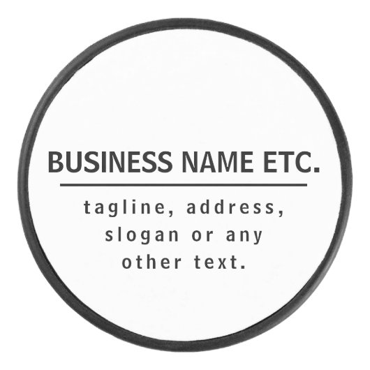 Bedrijfsnaam & Slogan/andere tekst | Zwart-wit Hockey Puck (Voorkant)