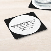 Bedrijfsnaam & Slogan/andere tekst | Zwart-wit Kartonnen Onderzetters (Schuin)