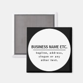 Bedrijfsnaam & Slogan/andere tekst | Zwart-wit Magneet (Voorkant / Achterkant)