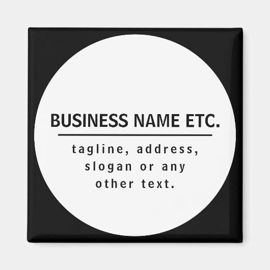 Bedrijfsnaam & Slogan/andere tekst | Zwart-wit Magneet (Voorkant)