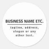 Bedrijfsnaam & Slogan/andere tekst | Zwart-wit Ronde Sticker (Voorkant)