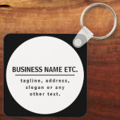 Bedrijfsnaam & Slogan/andere tekst | Zwart-wit Sleutelhanger (Achterkant)