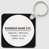 Bedrijfsnaam & Slogan/andere tekst | Zwart-wit Sleutelhanger (Achterkant)