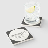 Bedrijfsnaam & Slogan/andere tekst | Zwart-wit Stenen Onderzetter (Zijkant)