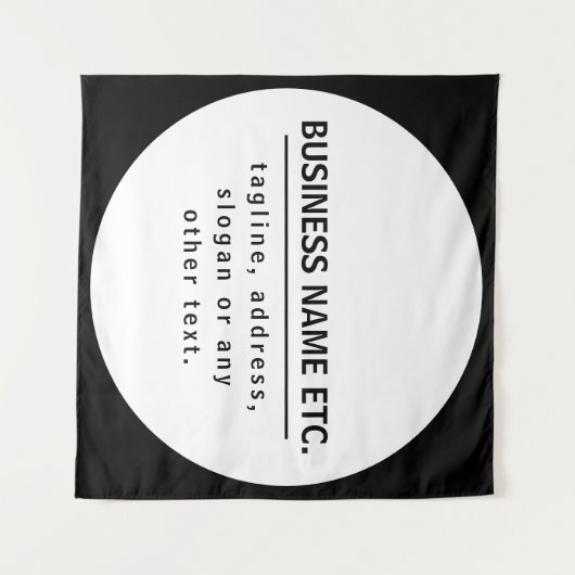 Bedrijfsnaam & Slogan/andere tekst | Zwart-wit Wandkleed (Voorkant (horizontaal))