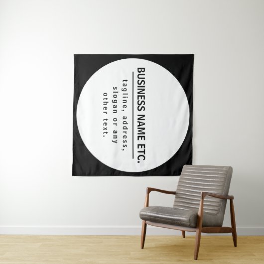 Bedrijfsnaam & Slogan/andere tekst | Zwart-wit Wandkleed (In Situ (horizontaal))