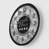 Bedrijfsnaam Slogan Silver Gray Marmer Grote Klok (Hoek)