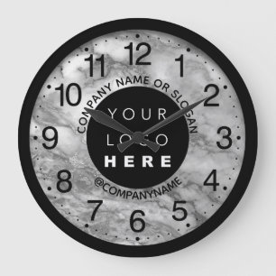 Bedrijfsnaam Slogan Silver Gray Marmer Grote Klok