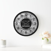 Bedrijfsnaam Slogan Silver Gray Marmer Grote Klok (Huis)