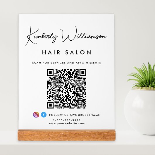 Bedrijfsnaam Stijlvolle Handtekening Script QR Cod Acryl Bord