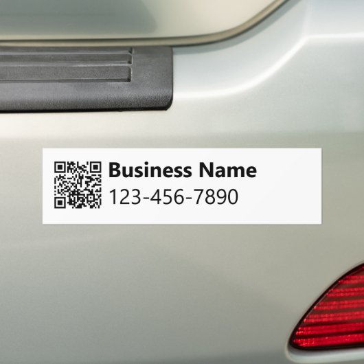Bedrijfsnaam Telefoonnummer QR Code Zwart-wit Bumpersticker (Op auto)