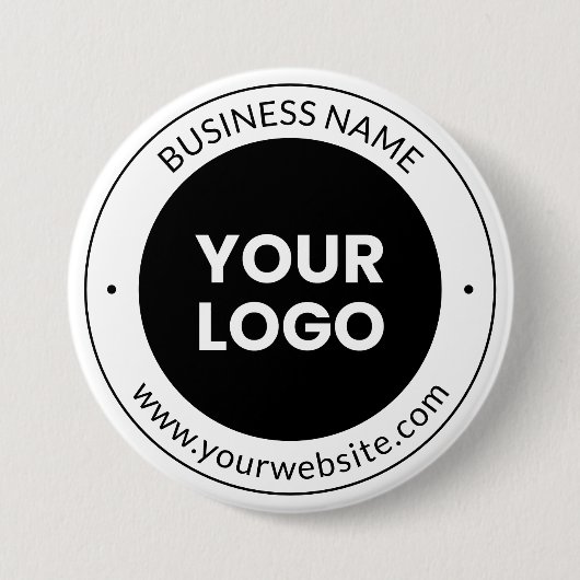 Bedrijfsnaam & website of slogan, dank u enz. ronde button 7,6 cm (Voorkant)