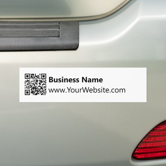 Bedrijfsnaam Website QR Code Zwart-wit Bumpersticker (Op auto)