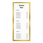 Bedrijfsnaam Wit en Faux Gold prijslijst Reclamekaart (Voorkant)