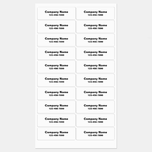 Bedrijfsnaam Witte Telefoonnummer Product Labels (Vel)