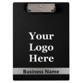 Bedrijfsnaam Zwart en Zilver Uw Logo Sjabloon Klembord (Voorkant)