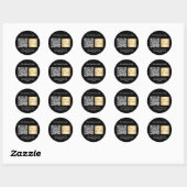 Bedrijfsnaam zwart wit logo qr code ronde sticker (Vel)