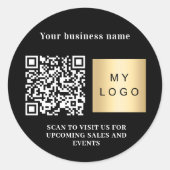 Bedrijfsnaam zwart wit logo qr code ronde sticker (Voorkant)