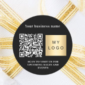 Bedrijfsnaam zwart wit logo qr code ronde sticker