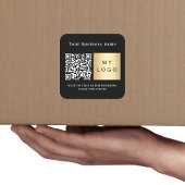 Bedrijfsnaam zwart wit logo qr code vierkante sticker