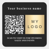 Bedrijfsnaam zwart wit logo qr code vierkante sticker (Voorkant)