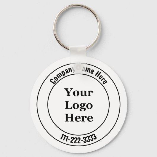 Bedrijfsnaam Zwart-wit Logo Telefoonnummer Sleutelhanger (Voorkant)
