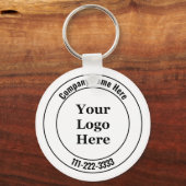 Bedrijfsnaam Zwart-wit Logo Telefoonnummer Sleutelhanger (Voorkant)