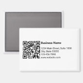 Bedrijfsnaam Zwart Wit QR Code Adres Telefoon Magneet (Voorkant / Achterkant)