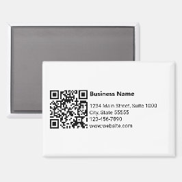 Bedrijfsnaam Zwart Wit QR Code Adres Telefoon Magneet