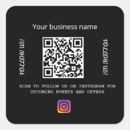 Bedrijfsnaam Zwart wit qr code instagram Vierkante Sticker