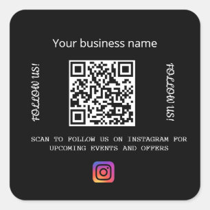 Bedrijfsnaam Zwart wit qr code instagram Vierkante Sticker