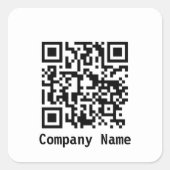 Bedrijfsnaam Zwart-wit QR Code Sjabloon Vierkante Sticker (Voorkant)