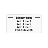 Bedrijfsnaam Zwart Wit Telefoonnummer. Retouradres Etiket (Voorkant)