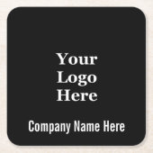 Bedrijfsnaam Zwart-wit Uw Logo Sjabloon Kartonnen Onderzetters (Voorkant)