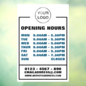 Bedrijfsopeningstijden, informatie en logo raamsticker (Vel 3)