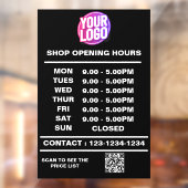 Bedrijfsopeningstijden met logo en QR-code Raamsticker (Vel 2)