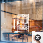 Bedrijfsopeningsuren en informatie raamsticker (Cafe Raam)