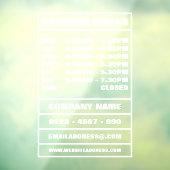 Bedrijfsopeningsuren en informatie raamsticker (Vel 3)