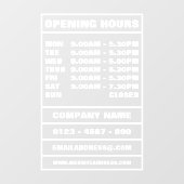 Bedrijfsopeningsuren en informatie raamsticker (Vel)