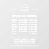 Bedrijfsopeningsuren, Informatie en Logo Raamsticker (Vel)