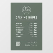 Bedrijfsopeningsuren met Logo QR Code Groen Raamsticker (Vel)