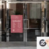 Bedrijfsopeningsuren met Logo QR Code Stof Rood Raamsticker (Kantoordeur)