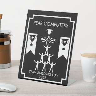 Bedrijfspersoneel Teambuilding Event Reclamebord Met Voetstuk